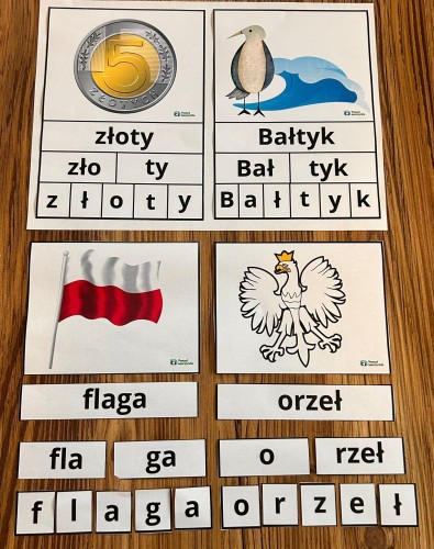 ZESTAW 161 BUDOWANIE WYRAZÓW POLSKA 24 SZT WERSJA KOLOROWA. Pomoce gotowe do wysyłki.      