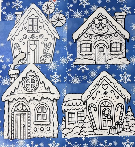 ZESTAW 196 DOMKI ZIMOWE MIASTECZKO - 30 OBRAZKÓW. Poczta Polska. Pomoce gotowe do wysyłki.  