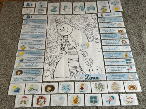 ZESTAW 199 ZIMA - CO O NIEJ WIESZ WIEDZA W PIGUŁCE + KOLOROWANKA NR 2. Pomoce gotowe do wysyłki.     