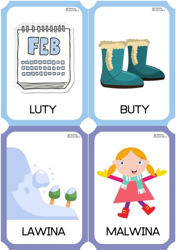 ZESTAW 204   LOGOPEDYCZNE RYMY ZIMA SŁUCH FONEMATYCZNY. Pomoce gotowe do wysyłki.  