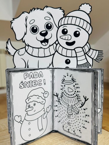 ZESTAW 214 POMOCE GOTOWE DO WYSYŁKI. POCZTA POLSKA. ZIMA KSIĄŻECZKI DO WYCINANIA I KOLOROWANIA 42/A4