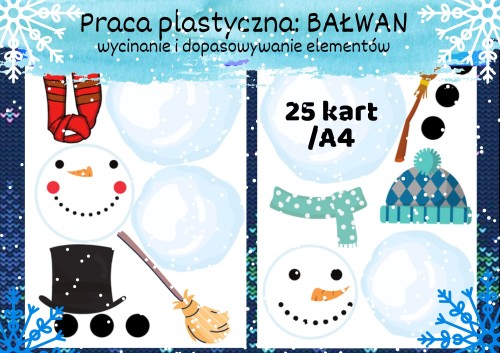 ZESTAW 219 POMOCE GOTOWE DO WYSYŁKI. POCZTA POLSKA.PRACA PLASTYCZNA - BAŁWAN 25/A4
