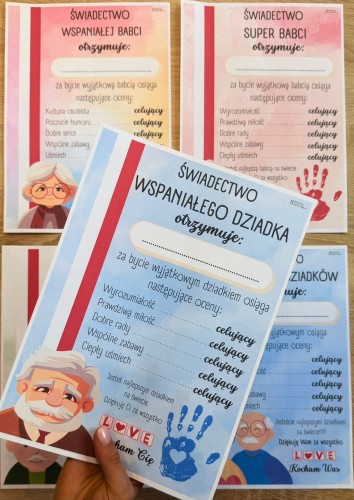 ŚWIADECTWO WSPANIAŁEGO DZIADKA 5 SZT