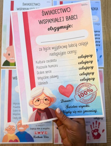 ŚWIADECTWO WSPANIAŁEJ BABCI 5 SZT