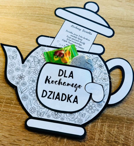 ZESTAW 239 POMOCE GOTOWE DO WYSYŁKI. POCZTA POLSKA.CZAJNICZEK DLA BABCI I DZIADKA + ŻYCZENIA 7 STRON