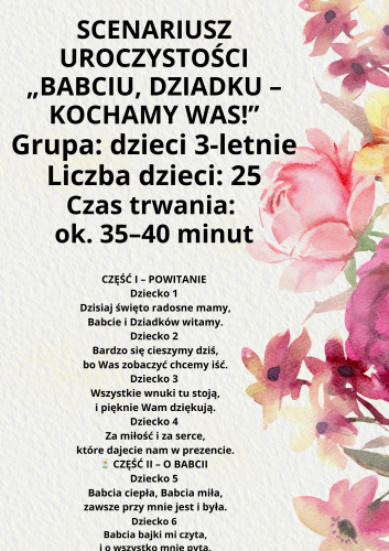 ZESTAW 239 POMOCE GOTOWE DO WYSYŁKI. POCZTA POLSKA.SCENARIUSZ UROCZYSTOŚCI BABCIU, DZIADKU – KOCHAMY WAS DZIECI 3 LETNIE 5 STRON