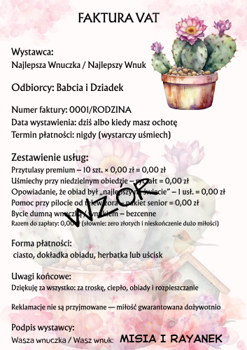 ZESTAW 269 POMOCE GOTOWE DO WYSYŁKI. POCZTA POLSKA. FAKTURA VAT DLA BABCI I DZIADKA 5 WZORÓW