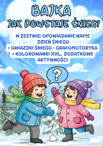 ZESTAW 276 POMOCE GOTOWE DO WYSYŁKI. POCZTA POLSKA.JAK POWSTAJE ŚNIEG - BAJKA I INNE AKTYWNOŚCI + GRAFOMOTORYKA GWIAZDKI ŚNIEGOWE + NAPIS DZIEŃ ŚNIEGU 66 STRON
