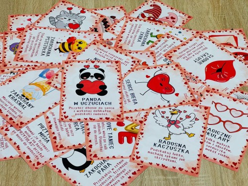 WALENTYNKOWE KARTY DO ZABAW RUCHOWYCH 34 KARTY 