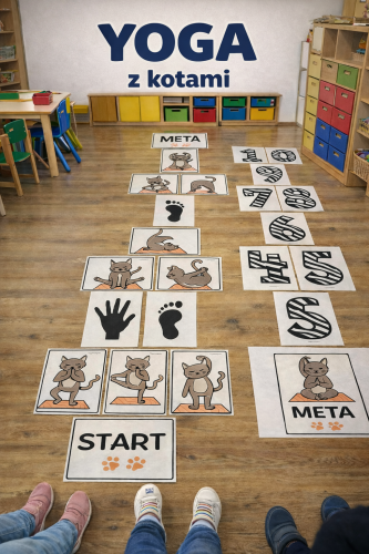 YOGA - DROGA DO ĆWICZEŃ Z KOTAMI - GRA PODŁOGOWA DLA CAŁEJ GRUPY 