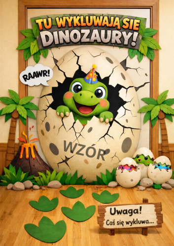 DEKORACJA TU WYKLUWJĄ SIĘ DINOZAURY 9, 20 STRON 