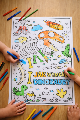 JAK WYMARŁY DINOZAURY - KOLOROWANKA XXL 22 STRON