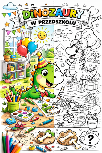 DINOZAURY ZABAWA W PRZEDSZKOLU KOLOROWANKA XXL 22 STRON