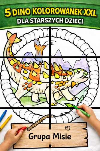 5 X KOLOROWANKI XXL DINOZAURY DLA STARSZYCH