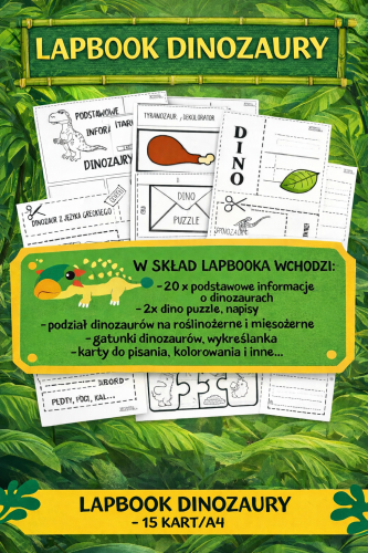 LAPBOOK/WKLEJKI DO ZESZYTU DINOZAURY