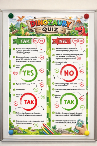 CIEKAWOSTKI O DINOZAURACH CZ.1, CZ.2, DINO QUIZ - ZABAWA TAK, NIE, CZ.1, CZ.2