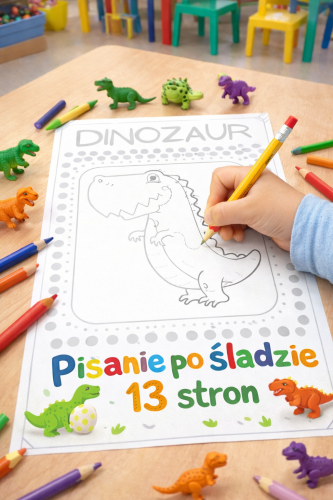 PISANIE PO ŚLADZIE DINOZAURY 13 STRON