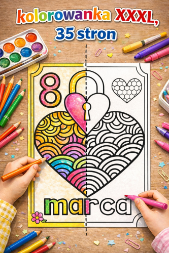  8 MARCA KOLOROWANKA XXL Z SERCEM 35 STRON