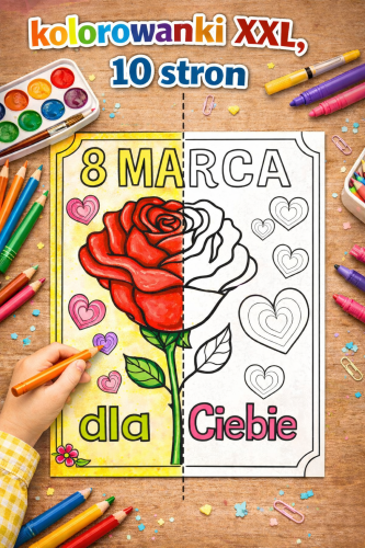 8 MARCA KOLOROANKA XXL Z RÓŻĄ 10 STRON