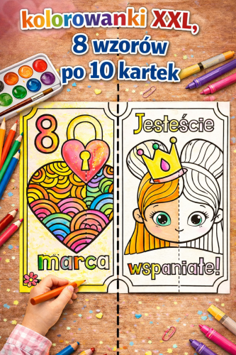 KOLOROWANKI XXL 8 MARCA - 8  WZORÓW