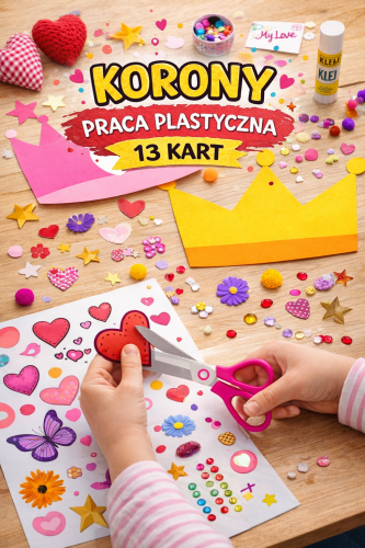  KORONY - PRACA PLASTYCZNA, WYTNIJ, PRZYKLEJ, PODARUJ 13 KART