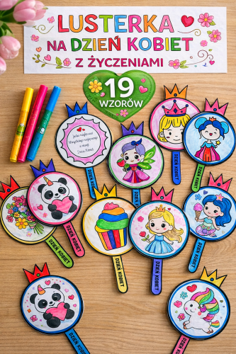 LUSTERKA NA DZIEŃ KOBIET Z ŻYCZENIAMI - 19 WZORÓW