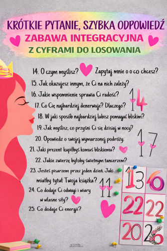 KRÓTKIE PYTANIE, SZYBKA ODPOWIEDŹ ZABAWA INTEGRACYJNA Z  CYFRAMI DO LOSOWANIA 4 STRONY