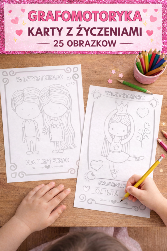  GRAFOMOTORYKA - KARTY Z ŻYCZENIAMI 8 MARCA