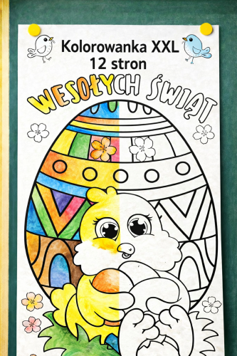 WIELKANOC WESOŁYCH ŚWIĄT KOLOROWANKA XXL 12/A4 
