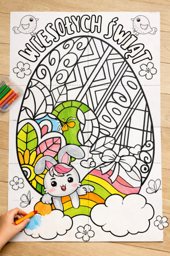 WIELKANOC MEGA, MEGA DUŻA KOLOROWANKA XXL 24/A4  