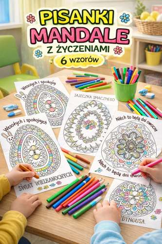 PISANKI MANDALE Z ŻYCZENIAMI 6 WZORÓW