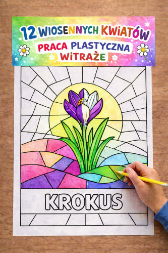 12 WIOSENNYCH KWIATÓW PRACA PLASTYCZNA WITRAŻE