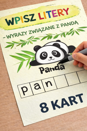 DZIEŃ PANDY WPISZ LITERY - 8 WZORÓW