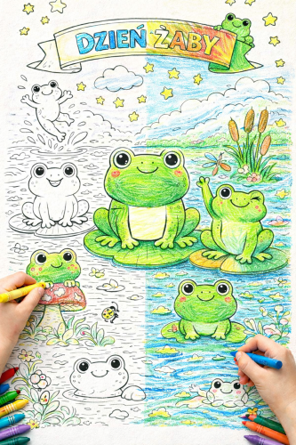 DZIEŃ ŻABY KOLOROWANKA XXL 16 STRON 
