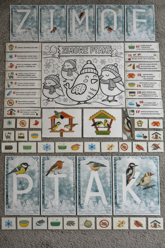 ZASADY DOKARMIANIA PTAKÓW ZIMĄ PAKIET XXL - WIEDZA W PIGUŁCE + NAPISY+ PLAKATY I KOLOROWANKI XXL 60 STRON 