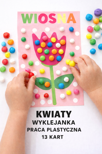 KWIATY WYKLEJANKA PLASTYCZNA MALOWANIE FARBĄ I PALUSZKAMI, WYKLEJANIE PLASTELINA CEKINAMI, KONFETTI,ITP