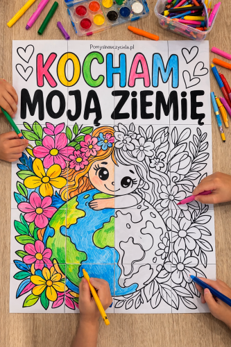 DZIEŃ ZIEMI KOLOROWANKA XXL KOCHAM MOJĄ ZIEMIĘ - 2 WERSJE: 8/A4, 16/A4