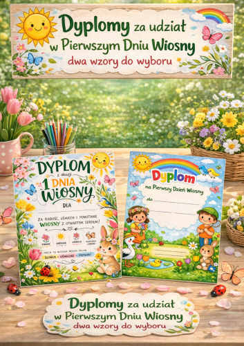 DYPLOMY NA 1 DZIEŃ WIOSNY 2 WZORY