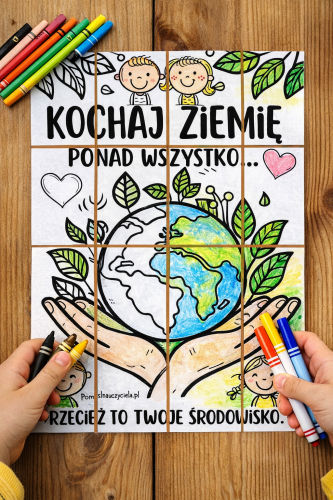 DZIEŃ ZIEMI KOLOROWANKA XXL KOCHAJ ZIEMIĘ - 2 WERSJE: 8/A4, 16/A4