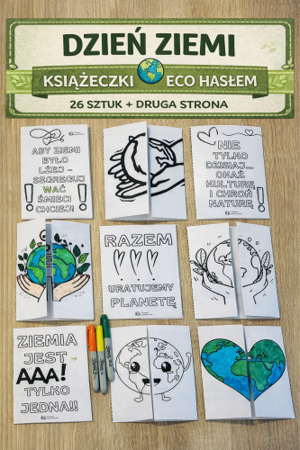 DZIEŃ ZIEMI - KSIĄŻECZKI Z ECO HASŁEM 26 SZTUK + DRUGA STRONA
