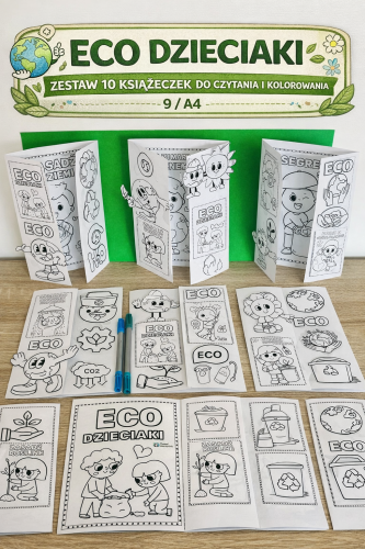 DZIEŃ ZIEMI ECO DZIECIAKI ZESTAW 10  KSIĄŻECZEK DO CZYTANIA I KOLOROWANIA 9/A4