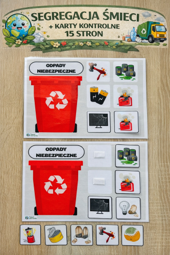 DZIEŃ ZIEMI SEGREGACJA ŚMIECI KOSZE + KARTY KONTROLNE 15 STRON/A4