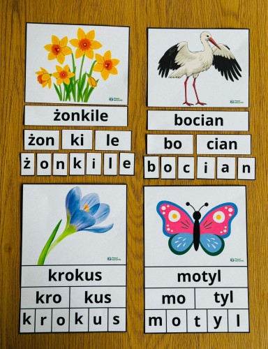 BUDOWANIE WYRAZÓW WIOSNA 26 SZTUK KOLOROWE