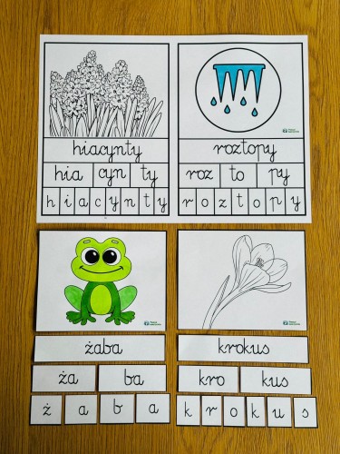 BUDOWANIE WYRAZÓW WIOSNA 26 SZTUK BIAŁO-CZARNE