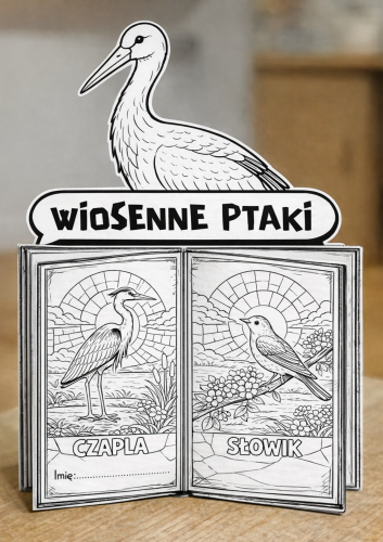 KSIĄŻECZKA WIOSENNE PTAKI + KOLOROWANKA XXL WOSENNE PTAKI RAZEM 19 STRON   