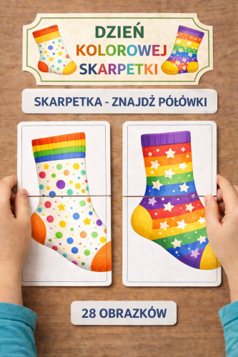 DZIEŃ SKARPETKI ZNAJDŹ POŁÓWKI 28 SZT 