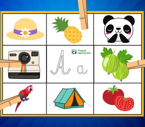 ALFABET - KARTY KLAMERKOWE - 44 OBRAZKI