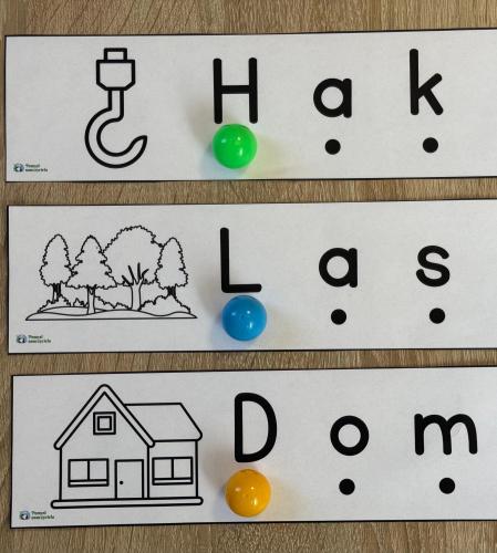 NAUKA GŁOSKOWANIA 3-LITEROWYCH WYRAZÓW - 26 OBRAZKÓW