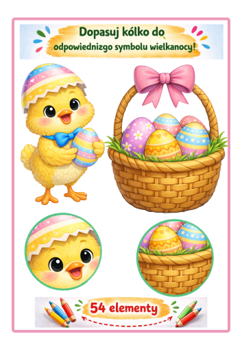 ZABAWA NA SPOTRZEGAWCZOŚĆ SYMBOLE WIELKANOCY 54 SZTUK