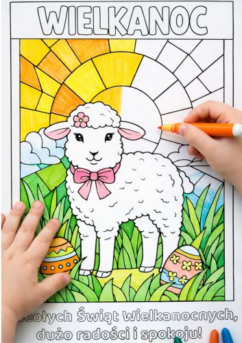WITRAŻ KOLOROWANKA XXL WIELKANOC Z BARANKIEM 16 STRON